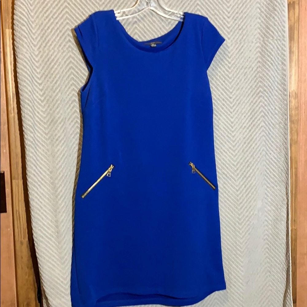 Bright blue shift dress